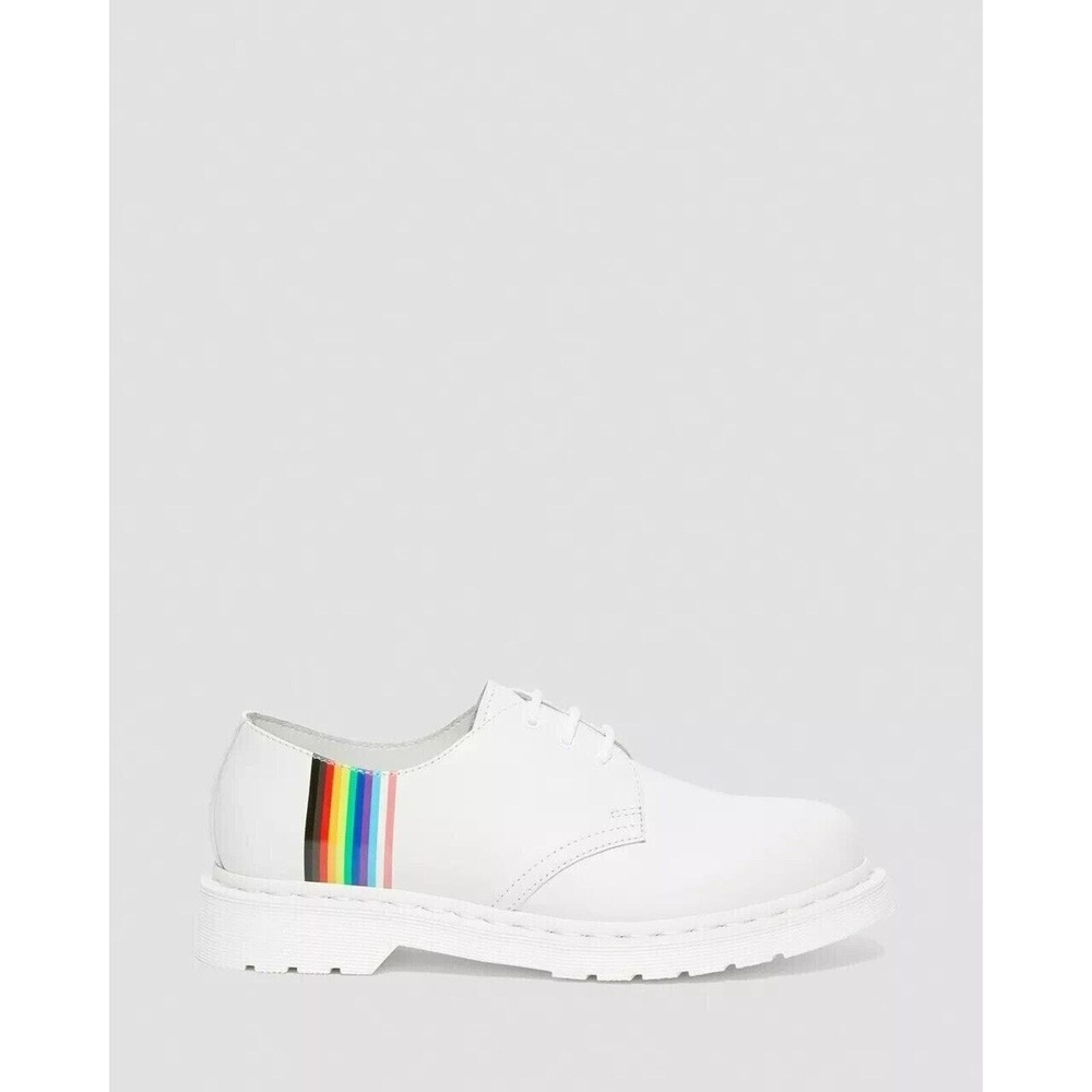 Dr. Martens 1461 Pride Shoes US M6 US W7 White Leather Rainbow Stripe Classic - Picture 5 of 7